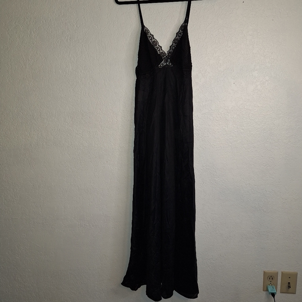 Vintage Pandora By CHIC Lingerie Black Nylon Chiffon Nightgown  Size S
